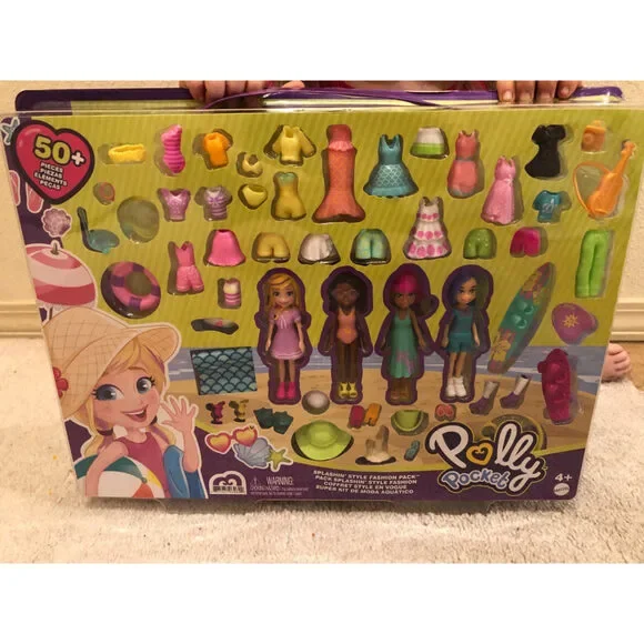 Polly Pocket Travel Toy Playset With Four (3-Inch) Dolls And 50+ Fashion Access